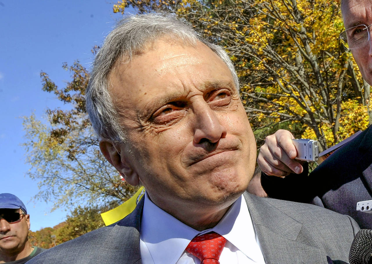 FILE - Carl Paladino listens during a media briefing, Oct. 31, 2010, in Old Bethpage, N.Y. Paladino...