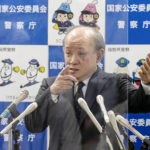 
              National Police Agency Chief Itaru Nakamura speaks during a press conference at the National Police Agency in Tokyo Thursday. Aug. 25, 2022. Nakamura said he will resign to take responsibility over the fatal shooting of former Japanese Prime Minister Shinzo Abe at a campaign speech last month. (Kyodo News via AP)
            