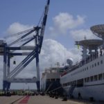 
              Chinese research ship Yuan Wang 5, right, is seen berthed at the Hambantota International Port in Hambantota, Sri Lanka, Tuesday, Aug. 16, 2022. The ship was originally set to arrive Aug. 11 but the port call was deferred due to apparent security concerns raised by India. (AP Photo/Eranga Jayawardena)
            