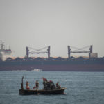 
              Bulk cargo ship SSI Invincible II is anchored at the Marmara sea in Istanbul, Turkey, Saturday, Aug. 20, 2022. During a visit, UN Secretary General Antonio Guterres was briefed on the ongoing inspection of the bulk cargo ship SSI Invincible II anchored at the Marmara sea next to Istanbul. The vessel will head to Chornomorsk, Ukraine.  (AP Photo/Francisco Seco)
            