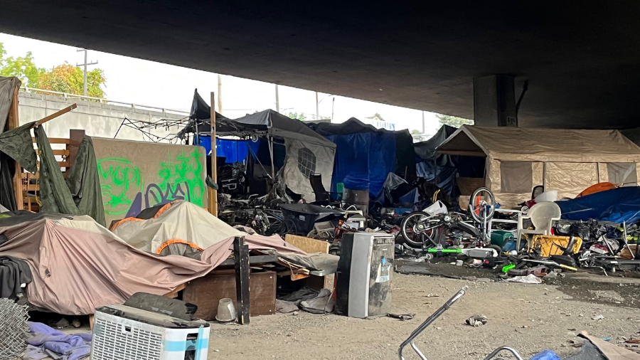 Ship Canal Bridge encampment...