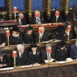 
              Guests attend the funeral service of Queen Elizabeth II at Westminster Abbey in central London, Monday Sept. 19, 2022. The Queen, who died aged 96 on Sept. 8, will be buried at Windsor alongside her late husband, Prince Philip, who died last year. (Dominic Lipinski/Pool via AP)
            