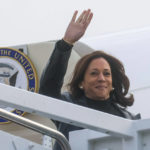 
              Vice President Kamala Harris boards Air Force 2 for travel to Japan and South Korea from Joint Base Andrews, Maryland, Sunday Sept. 25, 2022. (Leah Millis/Pool via AP)
            