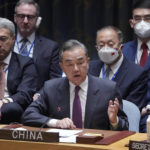 
              China's Foreign Minister Wang Yi speaks during a high level Security Council meeting on the situation in Ukraine, Thursday, Sept. 22, 2022, at United Nations headquarters. (AP Photo/Mary Altaffer)
            