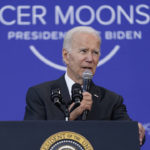 
              President Joe Biden speaks on the cancer moonshot initiative at the John F. Kennedy Library and Museum, Monday, Sept. 12, 2022, in Boston. (AP Photo/Evan Vucci)
            