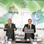 
              In this handout photo released by Pakistan Prime Minister Office, Prime Minister Shahbaz Sharif, right, speaks during a joint press conference with U.N. Secretary-General Antonio Guterres at the Prime Minister House in Islamabad, Pakistan, Friday, Sept. 9, 2022. Guterres appealed to the world for help for cash-strapped Pakistan after arriving in the country Friday to see the climate-induced devastation from months of deadly record floods. (Pakistan Prime Minister Office via AP)
            