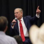 
              Texas Gov. Greg Abbott addresses supporters after his debate with Texas Democratic gubernatorial candidate Beto O'Rourke, Friday, Sept. 30, 2022, in McAllen, Texas. (AP Photo/Eric Gay)
            