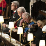 
              King Charles III, center, attend the committal service for Britain's Queen Elizabeth II at  St George's Chapel, Windsor Castle, in Windsor, England, Monday, Sept. 19, 2022. (Joe Giddens/Pool Photo via AP)
            