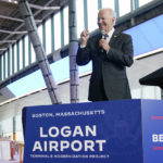 
              President Joe Biden delivers remarks on the Bipartisan Infrastructure Law at Boston Logan International Airport, Monday, Sept. 12, 2022, in Boston. (AP Photo/Evan Vucci)
            