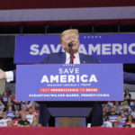 
              Former President Donald Trump speaks at a rally in Wilkes-Barre, Pa., Saturday, Sept. 3, 2022. (AP Photo/Mary Altaffer)
            