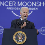
              President Joe Biden speaks on the cancer moonshot initiative at the John F. Kennedy Library and Museum, Monday, Sept. 12, 2022, in Boston. (AP Photo/Evan Vucci)
            