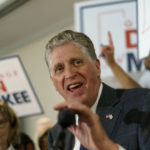 
              Rhode Island Gov. Dan McKee gives an acceptance speech in front of supporters at a primary election night watch party in Providence, R.I., Tuesday, Sept. 13, 2022. (AP Photo/David Goldman)
            