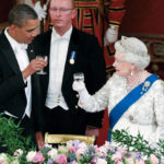 
              FILE - Queen Elizabeth II, and U.S. President Barack Obama attend a state banquet in Buckingham Palace, London, May 24, 2011. Queen Elizabeth II, Britain's longest-reigning monarch and a rock of stability across much of a turbulent century, died Thursday, Sept. 8, 2022, after 70 years on the throne. She was 96. (AP Photo/Lewis Whyld, Pool, File)
            