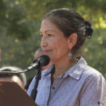 Interior Secretary Deb Haaland speaks at the 30th annual Ocmulgee Indigenous Celebration, on Saturday, Sept. 17, 2022, in Macon, Ga. Haaland applauded efforts by the Muscogee and the people of Macon to bring more land under the protection of the National Park Service. (AP Photo/Sharon Johnson)