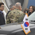
              U.S. Vice President Kamala Harris arrives at Osan Air Base in Pyeongtaek, South Korea, Thursday, Sept. 29, 2022. (Jung Yeon-je/Pool Photo via AP)
            