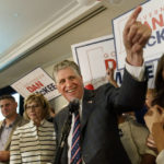 
              Rhode Island Gov. Dan McKee gives an acceptance speech in front of supporters at a primary election night watch party in Providence, R.I., Tuesday, Sept. 13, 2022. (AP Photo/David Goldman)
            