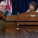 
              Chairwoman Maxine Waters, D-Calif., right, and Ranking Member Patrick McHenry, R-N.C., left, listen to testimony from banking leaders as they appear before a House Committee on Financial Services Committee hearing on "Holding Megabanks Accountable: Oversight of America's Largest Consumer Facing Banks" on Capitol Hill in Washington, Wednesday, Sept. 21, 2022. (AP Photo/Andrew Harnik)
            