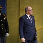 
              Prince Albert II of Monaco arrives to address the 77th session of the United Nations General Assembly, at U.N. headquarters, Wednesday, Sept. 21, 2022. (AP Photo/Jason DeCrow)
            