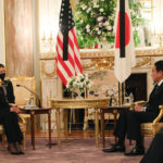
              U.S. Vice President Kamala Harris and Japan's Prime Minister Fumio Kishida meet at the Akasaka Palace state guest house in Tokyo, Monday, Sept. 26, 2022. (Leah Millis/Pool Photo via AP)
            