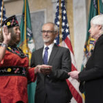 
              Secretary of the Treasury Janet Yellen swears-in Lynn Malerba, as the Treasurer of the United States at the Treasury Department, Monday, Sept. 12, 2022 in Washington. Malerba becomes the first Native American to serve as Treasurer of the United States. (AP Photo/Manuel Balce Ceneta)
            