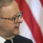 
              Australia's Prime Minister Anthony Albanese speaks during a bilateral meeting with U.S. Vice President Kamala Harris in Tokyo, Tuesday, Sept. 27, 2022. (Leah Millis/Pool Photo via AP)
            
