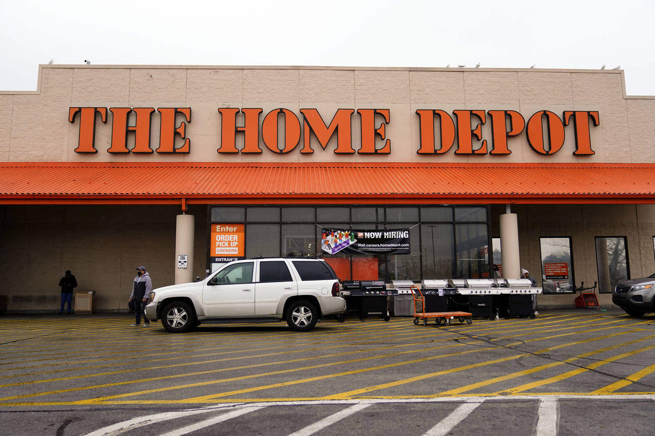FILE - The Home Depot improvement store is seen in Philadelphia, Feb. 22, 2022. Home Depot workers ...