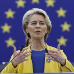 
              European Commission President Ursula von der Leyen gestures as she speaks on Ukraine at the European Parliament in Strasbourg, eastern France, Wednesday, Sept. 14, 2022. (AP Photo/Jean-Francois Badias)
            