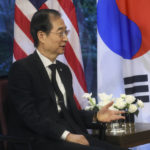 
              South Korea's Prime Minister Han Duck-soo holds a bilateral meeting with U.S. Vice President Kamala Harris in Tokyo, Tuesday, Sept. 27, 2022. (Leah Millis/Pool Photo via AP)
            