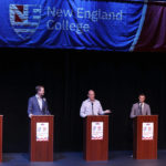 
              FILE - New Hampshire Republican 1st Congressional District Candidates from left Gail Huff-Brown, Matt Mowers, Russell Prescott, Tim Baxter, and Karoline Leavitt, participate during a debate, Sept. 8, 2022, in Henniker, N.H. New Hampshire will hold its primary on Tuesday, Sept. 13. (AP Photo/Mary Schwalm, File)
            