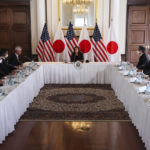 
              U.S. Vice President Kamala Harris, center, hosts a roundtable discussion with Japanese business executives from companies in the semiconductor industry, at the Chief Mission Residence in Tokyo Wednesday, Sept. 28, 2022. (Leah Millis/Pool Photo via AP)
            