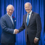 
              FILE - Britain's Prince Charles, left, greets the President Joe Biden ahead of their bilateral meeting during the Cop26 summit at the Scottish Event Campus (SEC) in Glasgow, Scotland, Nov. 2, 2021. (Jane Barlow/Pool Photo via AP, File)
            