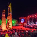 
              Actors perform during a concert at a monument to the Young Guards "Unconquered" after restoration in Krasnodon, Luhansk People's Republic controlled by Russia-backed separatists, Ukraine, Monday, Sept. 26, 2022. Voting began last Friday in four Moscow-held regions of Ukraine on referendums to become part of Russia. (AP Photo)
            