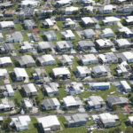 
              A mobile home community sustained damage caused by Hurricane Ian as seen in this aerial view, Thursday, Sept. 29, 2022, in Fort Myers, Fla. (AP Photo/Marta Lavandier)
            