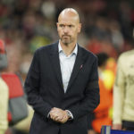 
              Manchester United manager Erik ten Hag during group E Europa League soccer match between Manchester United and Real Sociedad at Old Trafford in Manchester, England, Thursday, Sept. 8, 2022. (AP Photo/Dave Thompson)
            