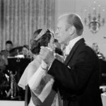 
              FILE - U.S. President Gerald Ford dances with Britain's Queen Elizabeth II in the State Dining Room at the White House, following a State Dinner in the queen's honor on July 7, 1976. Queen Elizabeth II, Britain's longest-reigning monarch and a rock of stability across much of a turbulent century, died Thursday, Sept. 8, 2022, after 70 years on the throne. She was 96. (AP Photo/John Duricka, File)
            