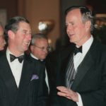 
              FILE - Britain's Prince Charles, left, and former President George H.W. Bush talk as they arrive for the Gala Inaugural for Founding Sponsors of the American Associates of the Saint Catherine Foundation, March 11, 1997, at the Metropolitan Museum of Art in New York. (AP Photo/Adam Nadel, File)
            