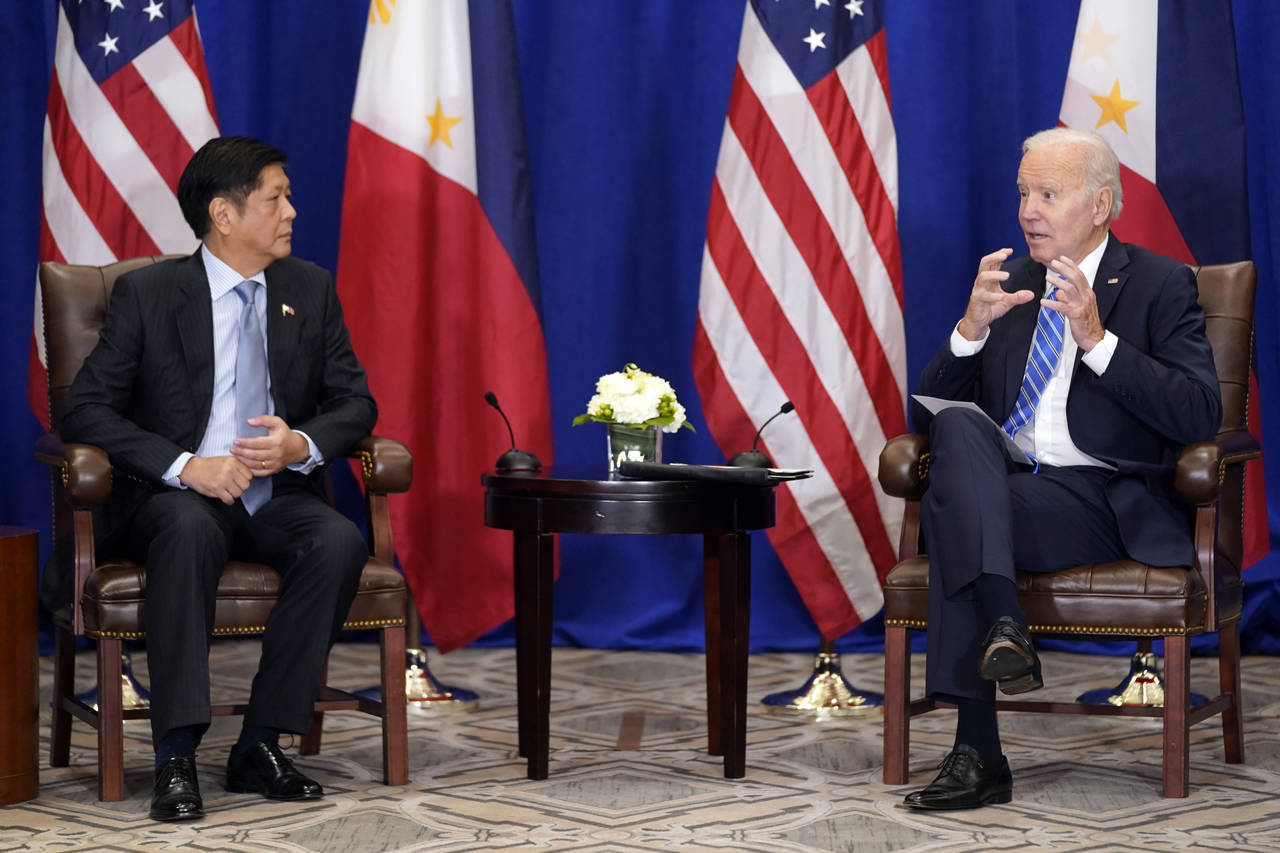 President Joe Biden meets with Philippine President Ferdinand Marcos Jr., Thursday, Sept. 22, 2022,...