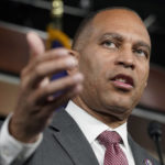 
              FILE - Caucus Chair Rep. Hakeem Jeffries, D-N.Y., speaks during a news conference at the Capitol in Washington, July 19, 2022. Jeffries, the chair of the House Democratic caucus and a member of the Congressional Progressive Caucus, said “there’s a difference between the socialist machine and mainstream progressives.” (AP Photo/Mariam Zuhaib, File)
            