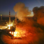 
              The Soyuz-2.1a rocket booster with Soyuz MS-22 space ship carrying a new crew to the International Space Station, ISS, blasts off at the Russian leased Baikonur cosmodrome, Kazakhstan, Wednesday, Sept. 21, 2022. The Russian rocket carries NASA astronaut Frank Rubio, Roscosmos cosmonauts Sergey Prokopyev and Dmitri Petelin. (AP Photo/Dmitri Lovetsky)
            