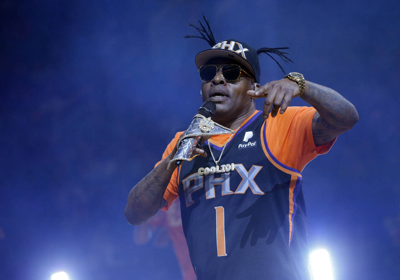 FILE - Coolio performs at halftime of an NBA basketball game between the Phoenix Suns and the New O...