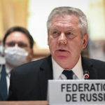 
              FILE - Russian ambassador Gennady Gatilov speaks at the opening of the 49th session of the UN Human Rights Council in Geneva, Switzerland, Feb. 28, 2022. Like rarely before, Western countries are leading a push among the 47 member nations of the U.N.’s top human rights body to single out and scrutinize human rights in China — over allegations of abuses in western Xinjiang — and Russia, where a domestic crackdown on dissent over the Ukraine war has stifled independent media and activist groups. (Fabrice Coffrini/Keystone via AP, Pool, File)
            