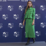 
              Director Olivia Wilde poses for photographers at the photo call for the film 'Don't Worry Darling' during the 79th edition of the Venice Film Festival in Venice, Italy, Monday, Sept. 5, 2022. (Photo by Joel C Ryan/Invision/AP)
            