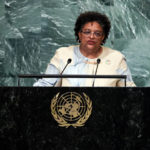 
              Prime Minister of Barbados Mia Amor Mottley addresses the 77th session of the United Nations General Assembly, Thursday, Sept. 22, 2022, at the U.N. headquarters. (AP Photo/Julia Nikhinson)
            