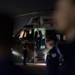 
              President Joe Biden steps off Marine One to board Air Force One at John F. Kennedy International Airport in New York, Thursday, Oct. 6, 2022, to travel back to Washington. (AP Photo/Andrew Harnik)
            