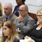 
              Fred and Jennifer Guttenberg are shown seated with family members of the victims as Assistant State Attorney Mike Satz details the killings in his closing arguments in the penalty phase of the trial of Marjory Stoneman Douglas High School shooter Nikolas Cruz at the Broward County Courthouse in Fort Lauderdale, Fla. on Tuesday, Oct. 11, 2022. The Guttenberg's daughter, Jaime, was killed in the 2018 shootings. Cruz previously plead guilty to all 17 counts of premeditated murder and 17 counts of attempted murder in the 2018 shootings. (Amy Beth Bennett/South Florida Sun Sentinel via AP, Pool)
            