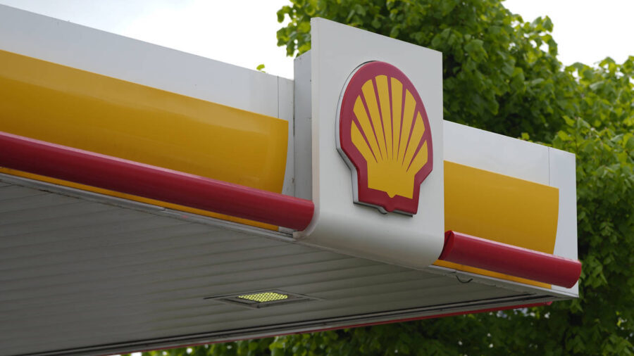 FILE - A view of the Shell oil company logo above a Shell fuel station in London, on May 5, 2022. S...