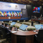 
              Leaders attend the Ministerial Meeting of the Summit Implementation Review Group during the 52nd General Assembly of the Organization of American States (OAS) in Lima, Peru, Thursday, Oct. 6, 2022. (Cris Bouroncle/Pool photo via AP)
            