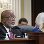 
              Chairman Bennie Thompson, D-Miss., speaks as the House select committee investigating the Jan. 6 attack on the U.S. Capitol holds a hearing, on Capitol Hill in Washington, Thursday, Oct. 13, 2022, as Vice Chair Liz Cheney, R-Wyo., look on. (AP Photo/J. Scott Applewhite)
            