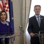 
              Speaker of the U.S. House of Representatives Nancy Pelosi, left, speaks during a press conference with Speaker of the Croatian Parliament Gordan Jandrokovic, before a two-day summit of European parliaments' speakers with the leaders of Ukraine, in Zagreb, Croatia, Monday, Oct. 24, 2022. (AP Photo)
            