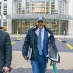 
              Tom Barrack, center, leaves Brooklyn Federal Court, Monday, Oct. 24, 2022, in the Brooklyn borough of New York. Barrack, a close ally of former President Donald Trump has taken the witness stand at his federal trial to dispute charges he secretly fed confidential information about the Trump administration to the United Arab Emirates. 103(AP Photo/Mary Altaffer)
            